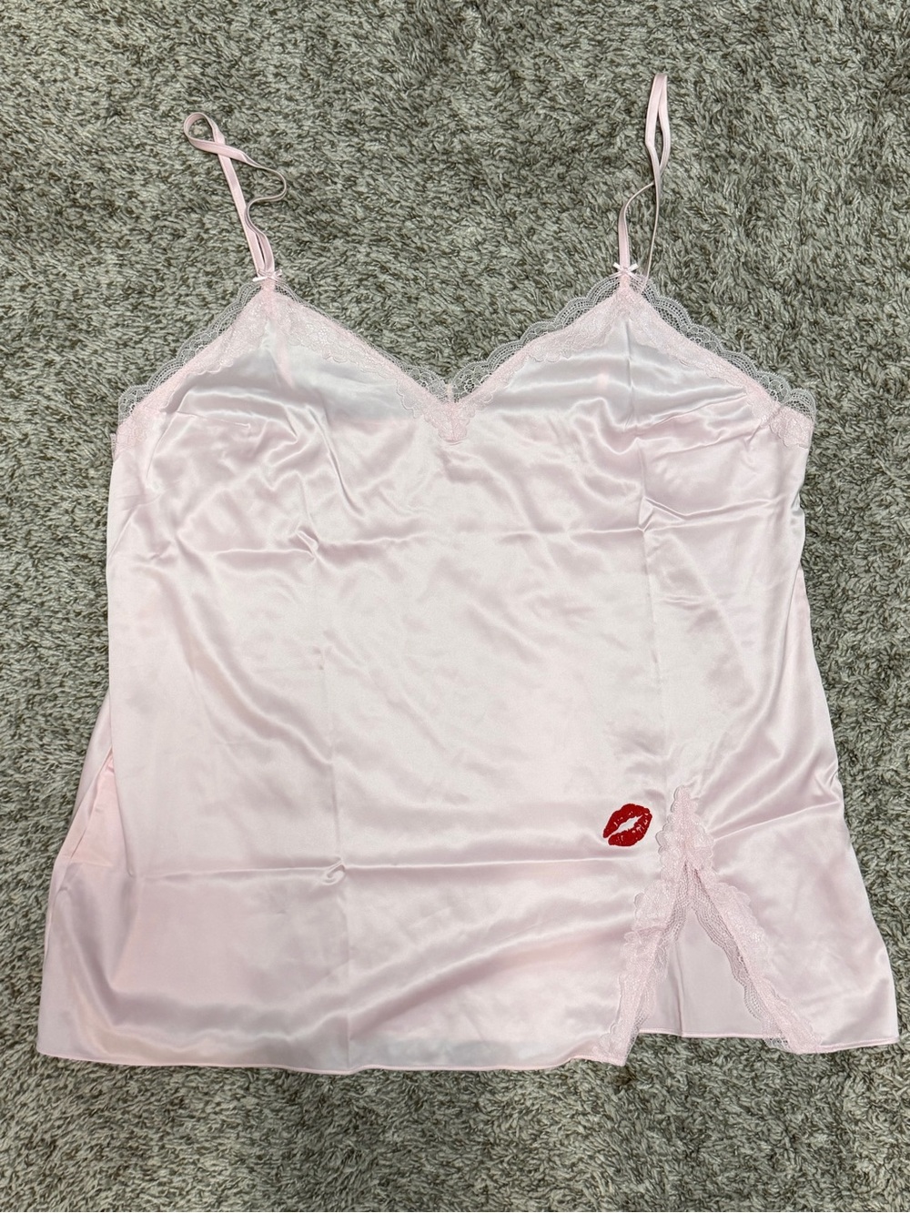 Victoria's Secret Light Pink Satin Lace-Trim Chemise